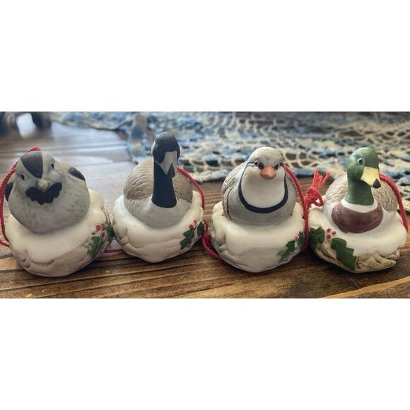 Vtg Set Of 4 Homco Porcelain Bird Ornaments Partridge, Mallard, Goose, Chikadee - Picture 1 of 6